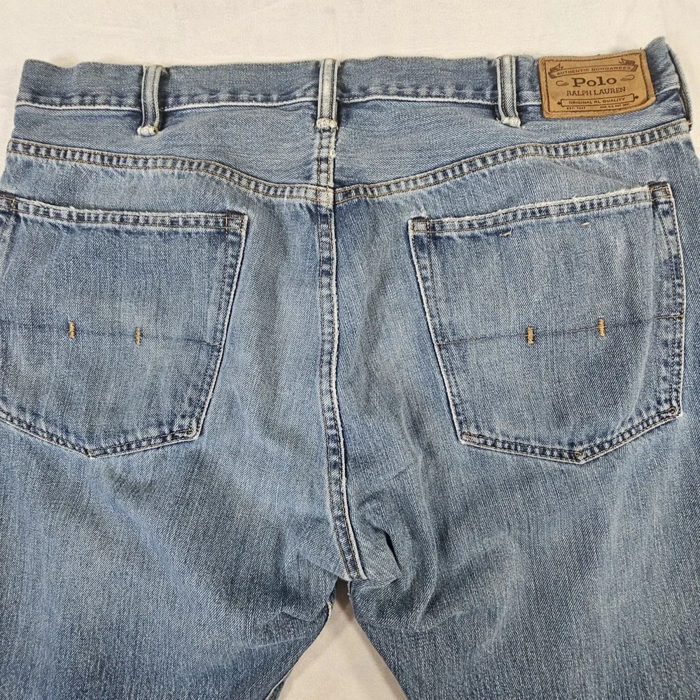 Polo Ralph Lauren Authentic Dungaree Jeans Men's 38x34 Straight Leg Blue Denim